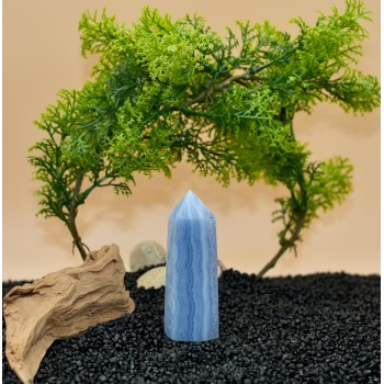 Pointe Polie Calcédoine Bleue Namibie AAA 83 mm