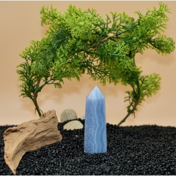 Pointe Polie Calcédoine Bleue Namibie AAA 83 mm